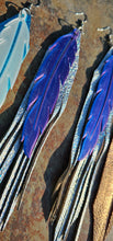 Load image into Gallery viewer, 3D Printed Feather Leather Fringe Earrings Made in America