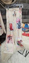 Load image into Gallery viewer, Danilo Painted Cowgirl Satin Long Pajamas