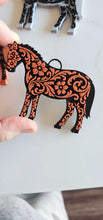 Load image into Gallery viewer, Baha Ranch 3D Print Floral Tooled Horse Charm or Keychain Made in America