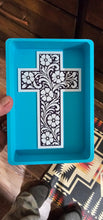 Load image into Gallery viewer, Baha Ranch Faith Cross Tooled 3D Accessory Tray Made in America