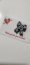 Load image into Gallery viewer, Bag of 25 -Boutique 3d Printed Package Inserts Cow Print Bows Pins or Earrings Made in America