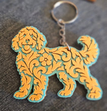 Load image into Gallery viewer, 3D Print Golden Doodle Dog Tooled Keychain Made in America
