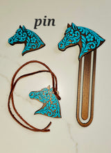 Load image into Gallery viewer, Baha Ranch Year of the Horse Tooled 3d Print Bookmark Keychain Hatpin Magnet Purse Charm Made in America