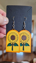 Load image into Gallery viewer, 3D Print That70's Show Sunflower Boho Hippie Earrings Made in America