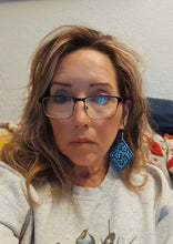 Load image into Gallery viewer, 3D Print Western Tooled Turquoise Earrings Made in America