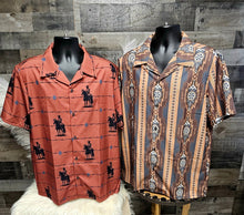 Load image into Gallery viewer, Baha Ranch Mocha Aztec Hawaiian Shirt Made in America