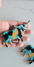 Load image into Gallery viewer, Baha Ranch 3D Print Turquoise Longhorn Made in America Keychain Magnet Purse Charm