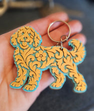 Load image into Gallery viewer, 3D Print Golden Doodle Dog Tooled Keychain Made in America