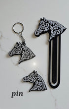 Load image into Gallery viewer, Baha Ranch Year of the Horse Tooled 3d Print Bookmark Keychain Hatpin Magnet Purse Charm Made in America