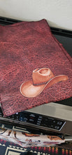 Load image into Gallery viewer, Monogrammed Initial Western Leather Look Saddle Longhorn Cowboy Cowgirl Kitchen Dish Towels Made in America