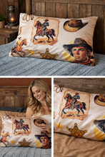 Load image into Gallery viewer, Baha Ranch Vintage Cowboy Collage Western Satin Pillow Case