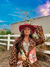 Load image into Gallery viewer, Baha Ranch Retro Pop Western Wild West Leopard Blazer