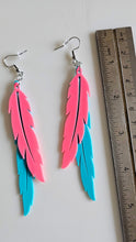 Load image into Gallery viewer, 3D Print Double Feather Boho Earrings Made in America
