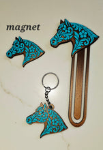 Load image into Gallery viewer, Baha Ranch Year of the Horse Tooled 3d Print Bookmark Keychain Hatpin Magnet Purse Charm Made in America