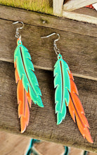 Load image into Gallery viewer, 3D Print Double Feather Boho Earrings Made in America