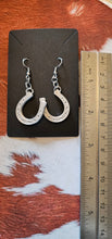 Load image into Gallery viewer, 3D Print Western Silver Horseshoe Earrings Made in America