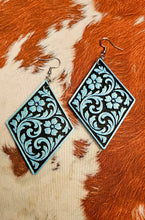 Load image into Gallery viewer, 3D Print Western Tooled Turquoise Earrings Made in America