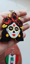 Load image into Gallery viewer, 3D Print Mexico Theme Día de los Muertos Day of The Dead Sugar Skull Keychain or Earrings