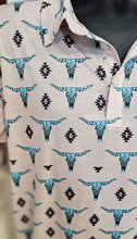 Load image into Gallery viewer, Turquoise Longhorn Polo Style Shirt