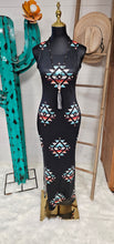 Load image into Gallery viewer, Southwestern Aztec Sleeveless Bodycon Side Slit Western Maxi Dress