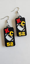 Load image into Gallery viewer, 3D Print KC Chiefs Player Number Football Earrings choice of number