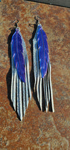Load image into Gallery viewer, 3D Printed Feather Leather Fringe Earrings Made in America