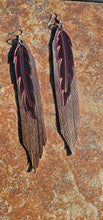 Load image into Gallery viewer, 3D Printed Feather Leather Fringe Earrings Made in America