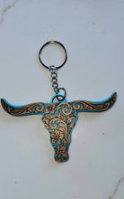 Load image into Gallery viewer, 3d Print Tooled Longhorn Keychain or Purse Charm Ornament - Made in America - choice of colors