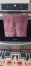 Load image into Gallery viewer, Monogrammed Initial Western Leather Look Saddle Longhorn Cowboy Cowgirl Kitchen Dish Towels Made in America