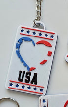Load image into Gallery viewer, Patriotic Keychain - choice of styles - 3D Print USA - Made in America