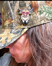 Load image into Gallery viewer, 3d Printed Cool Highland Cow Hat Pin Made in America