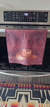 Load image into Gallery viewer, Monogrammed Initial Western Leather Look Saddle Longhorn Cowboy Cowgirl Kitchen Dish Towels Made in America