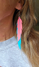 Load image into Gallery viewer, 3D Print Double Feather Boho Earrings Made in America