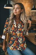 Load image into Gallery viewer, Baha Ranch Colores de Mexico Guitars and Roses Button up Blouse