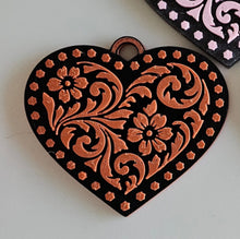 Load image into Gallery viewer, 3d Printed Tooled Cowboy Cowgirl Heart Keychain or Purse Charm