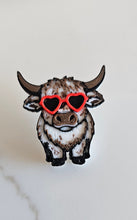 Load image into Gallery viewer, 3d Printed Cool Highland Cow Hat Pin Made in America