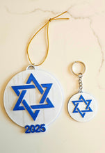 Load image into Gallery viewer, 3D Print Israel Flag Star of David Ornament or Keychain