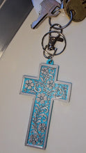 Load image into Gallery viewer, Baha Ranch 3D Faith Tooled Wall Cross or Keychain/Purse Charm Made in America
