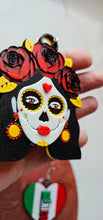 Load image into Gallery viewer, 3D Print Mexico Theme Día de los Muertos Day of The Dead Sugar Skull Keychain or Earrings