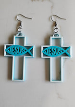 Load image into Gallery viewer, 3D Print Christian Cross Faith Earrings Made in America