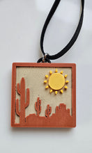 Load image into Gallery viewer, 3D Print Picture Necklace on Deerskin Leather Western Bull Skull Desert Cactus Made in America