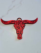 Load image into Gallery viewer, 3d Print Tooled Longhorn Keychain or Purse Charm Ornament - Made in America - choice of colors