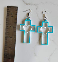 Load image into Gallery viewer, 3D Print Christian Cross Faith Earrings Made in America