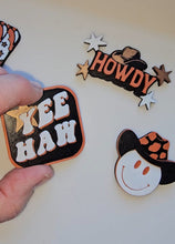 Load image into Gallery viewer, Set of 4 3D Print Western Cowboy Yeehaw Howdy Hat Pins Made in America