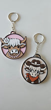Load image into Gallery viewer, 3d Western Cowgirl Cowboy Highland Cow Theme - Necklace, Purse Charm, Earrings, Keychain, Magnet