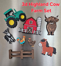 Load image into Gallery viewer, 3D Highland Cow Farm Magnet Gift Set