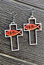 Load image into Gallery viewer, 3D Print Christian Cross Faith Earrings Made in America