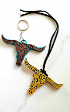 Load image into Gallery viewer, 3d Print Tooled Longhorn Keychain or Purse Charm Ornament - Made in America - choice of colors