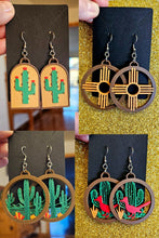 Load image into Gallery viewer, 3D Print Zia New Mexico Cactus Earrings Made in America