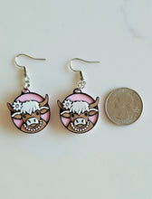 Load image into Gallery viewer, 3D Print Cowgirl Highland Cow Picture Necklace or Earrings Western Made in America